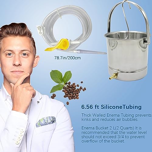 Image of Smokitcen Coffee Enema Bucket Kit Stainless Steel 1.8 Quart Capacity for Cleansing Detox Enemas