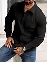 Men Corduroy Casual Jacket Full Sleeve Self Design Button Front with Spread Collar, Woven Cord Lining and Two Pockets for Casual Outings (IN, Alpha, M, Standard, Black) gallery image