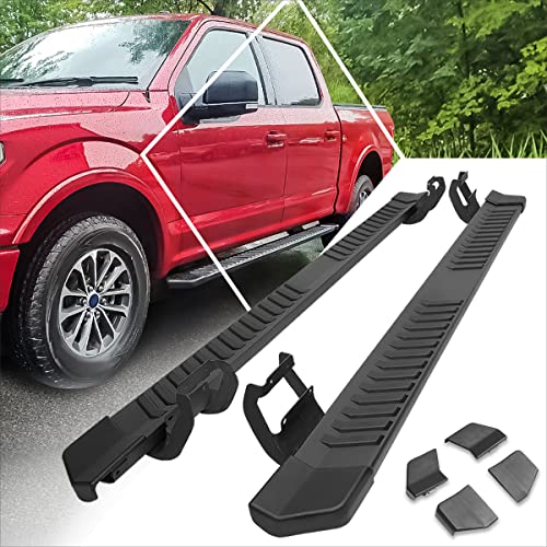 [Pair] 6 Inch Black Aluminum Running Boards/Side Steps/Nerf Bars Compatible with 15-24 Ford F150-F350 Super Crew Cab