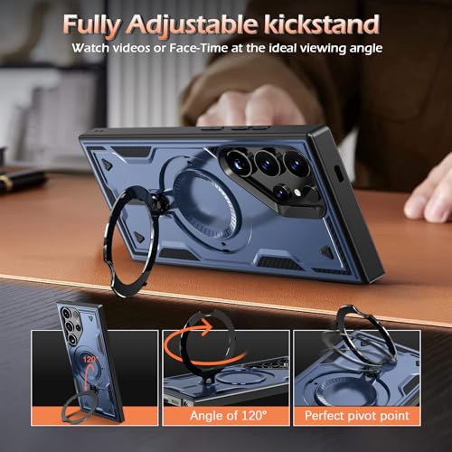 Image of for Samsung Galaxy S24 Ultra Case Magnetic with stand, with Mag-Safe, with Screen Protector, Wireless Charging, Shockproof for Samsung S24 Ultra 5G Phone Case, Ring Holder Cover, for Samsung S24 Ultra