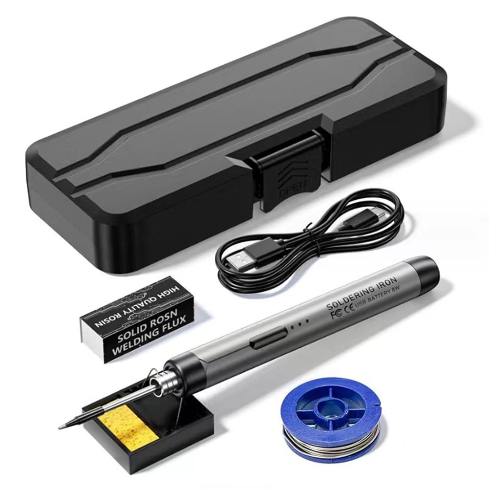 Aboiled Battery Powered Cordless USB Digital Soldering Iron Adjustable Temperature Range 300-450° C 1000mAh Intelligent Soldering Tool Welding