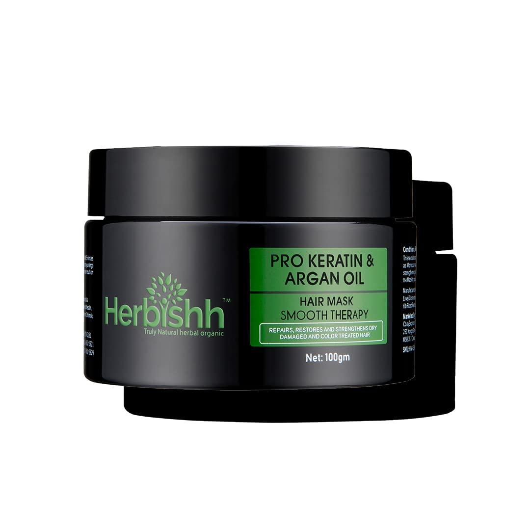 Herbishh Argan Hair Mask-Deep Conditioning & Hydration For Healthier Looking Hair-100gm for very Dry, Weak, Stressed Out Hair, No Silicones, No Sulphates, No Parabens