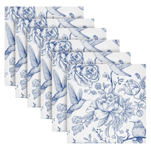 Set de 6 Servilletas de Tela Azul Floral 20x20 pulgadas miniatura 2