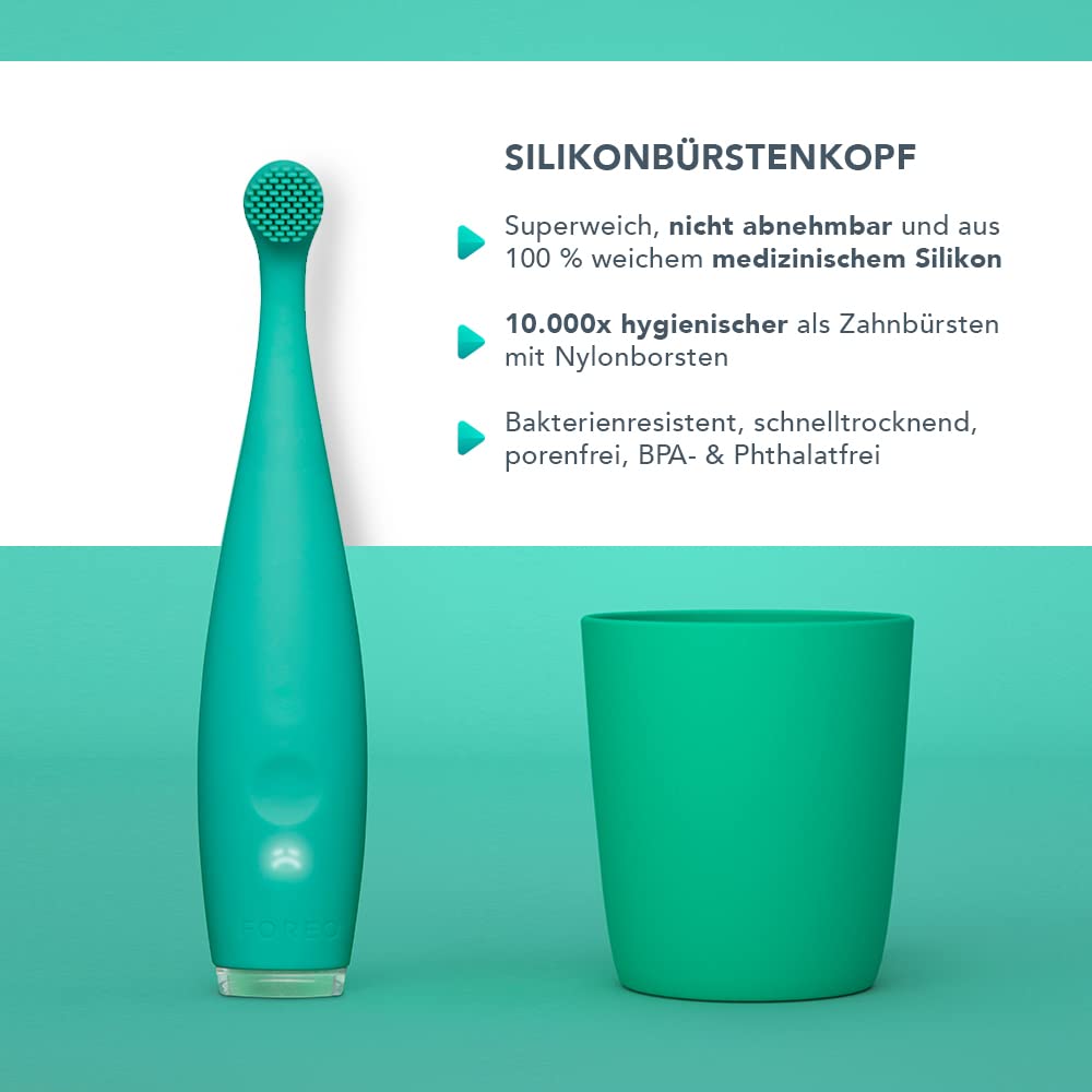 FOREO ISSA baby Schallzahnbürste für Babys & Kleinkinder 0-4, Green | Babyzahnbürste, Elektrische Zahnbürste, Schallzahnbürste, Weiche Borsten, Zahnfleischmassage, BPA-Frei, Reisezahnbürste