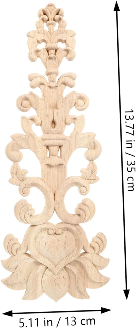 SOLUSTRE 2pcs Elegant Carved Onlay Applique for Home Decor Decorative Furniture Accent for Cabinets Mirrors and Walls Natural Design Easy to Install