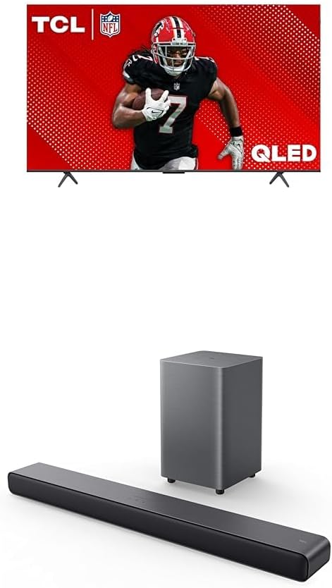TCL 75-Inch Q65 QLED 4K UHD Smart TV with Google TV (75Q651G, 2024 Model) S55H S Class 2.1 Channel Sound Bar with Dolby Atmos