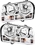 Gold Shrine For Chrysler 300 Headlight 2005 2006 2007 2008 2009 Driver and Passenger Side Headlamp Assembly Replacement