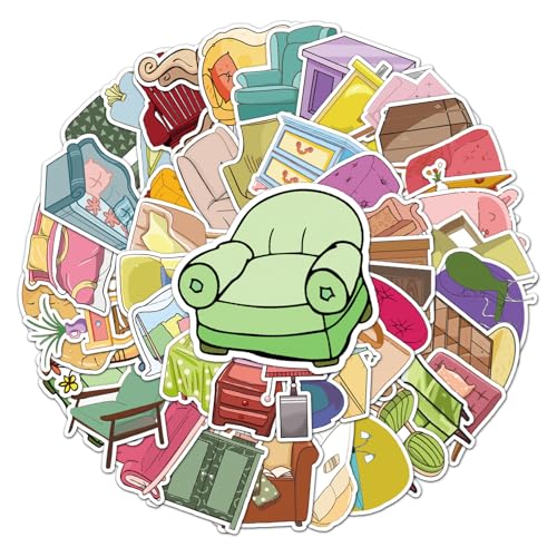 Furniture Stickers 50PCS Children and Teenagers Waterproof Vinyl Decals for Bike Water Bottles Laptop Bicycle Refrigerator Cup Luggage Computer Mobile Phone Skateboard Party Rewards (Colourful)