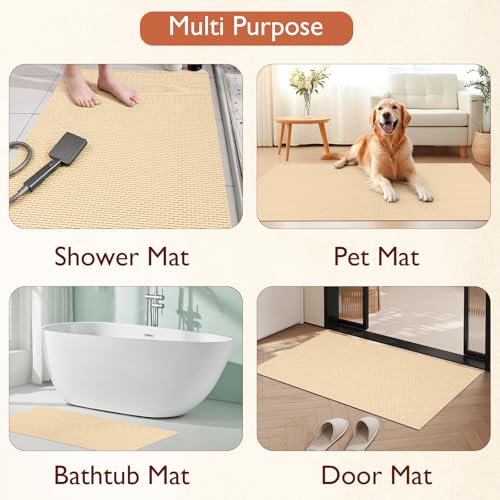 Extra Large Non-Slip Shower Mat, Fast-Dry PVC Bath Stall & Tub Mat, Drain-Hole Design,for Shower Stall Tub for Elderly/Kids，Non Slip Bathroom Safety Accessory，Beige 32"x47" by Aqzuxira - Used condition - Image 8