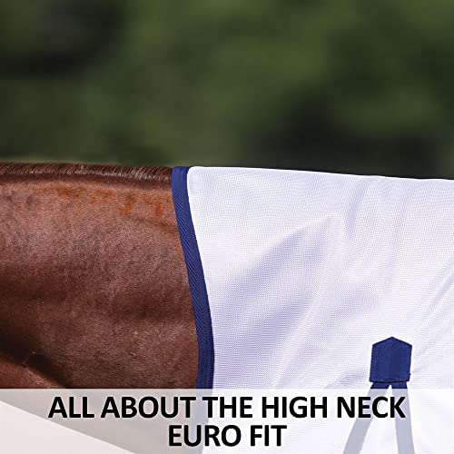 Dura-Tech High Neck Soft Interlock Horse Fly Sheet | Size 74 | Color White | High Neck For Sun & Fly Protection, Uv Protection, Stable Surcingle, Easy Front Buckles, Extra Tail & Shoulder Protection #TOP3