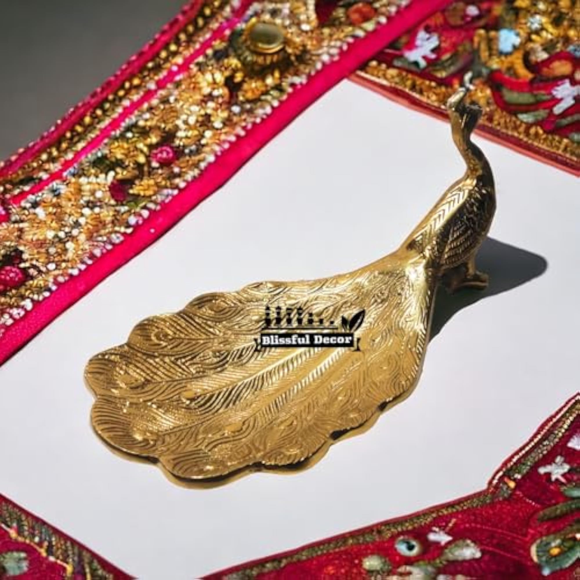 Decorative Peacock Tray/Platter Gold Plated Serveware