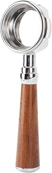 58mm Bottomless Portafilter, Stainless Steel Wood Handle Espresso Accessory for Expobar E61 Flair 58 Sanremo Faema Commercial Coffee Machines Tracwood