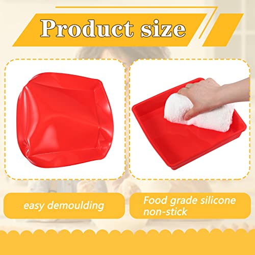 Geetery Set Of 4 Silicone Square Cake Pan 8 Inch Silicone Brownie Pan Nonstick Silicone Baking Mold For Muffin Bread Rice Crispy Lasagna Pie, 8 X 7 X 1.5 Inches, Red #TOP2