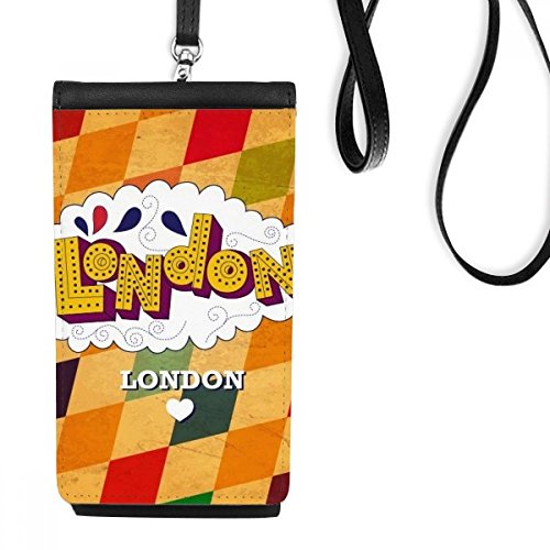 Sac téléphone en cuir noir London Lattice et porte-monnaie suspendu