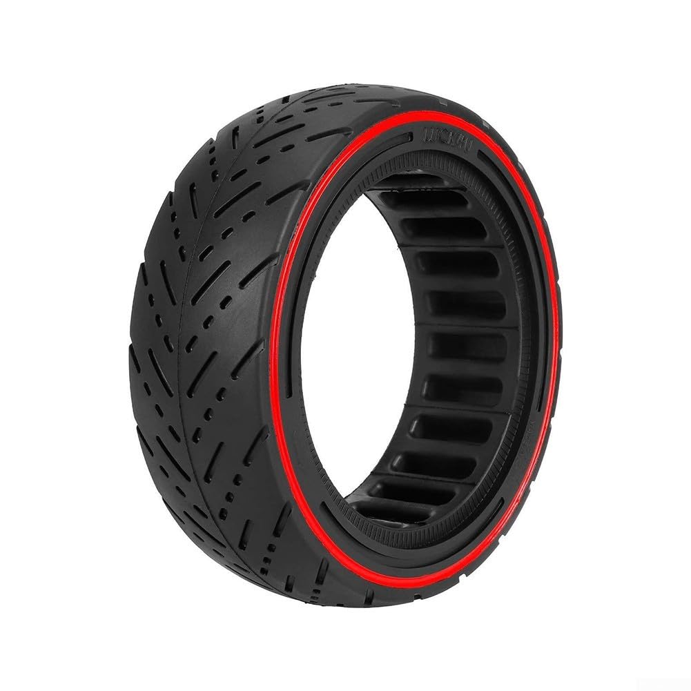 Pneu Solide pour Trottinette électrique, 8,5 Pouces, antidéflagrant, en Caoutchouc, sans Chambre à air, pour Roue Avant/ère (Rouge) (Noir, 1 unité, Paquet de 1)