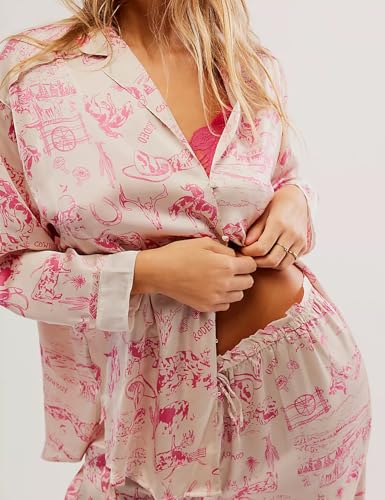Image of Yimoon Satin Pajama Set for Women Silk Pajamas Set 2 Piece Floral Cute Pj Set Long Sleeve Pjs Sleepwear