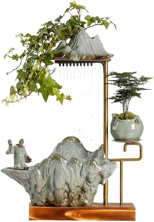 House Decorations Tabletop Fountain Creative Water Flow Fountain Landscape Feng Shui Wheel Living Room Office Home Desktop Decoration Desk Fountain