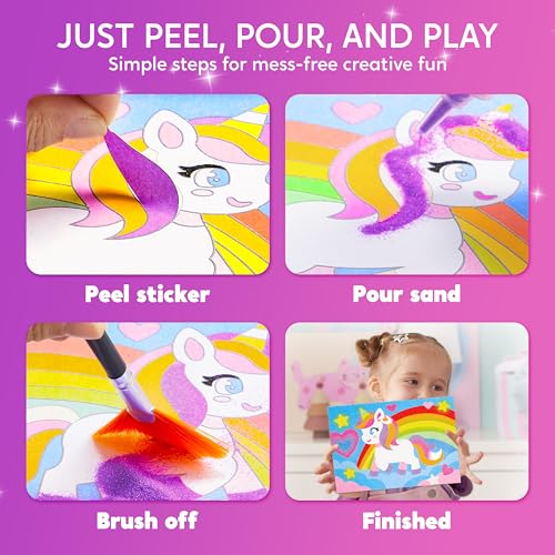 Klever Kits Sandbilder Kinder,Sandmalerei für Kinder ab 5+,Basteln Sand Bilder Meerjungfrau,Kreativ Bastelset,Sand Painting,Geburtstagsgeschenk Mädchen Glow Kunst Malerei,farbige Malerei