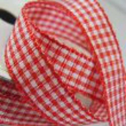 Red Gingham Check Ribbon. 5M x 10mm. Decorative