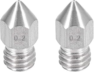 uxcell 2pcs 3D Printer Nozzle,Stainless Steel Nozzle 0.2mm,Extruder Print Head for Filament 1.75mm M6 3D Printer
