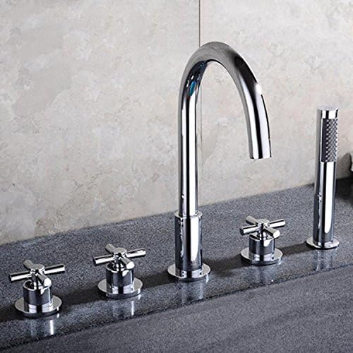 XIE Full copper sitting cylinder side bathtub faucet double handle separate shower faucet five sets