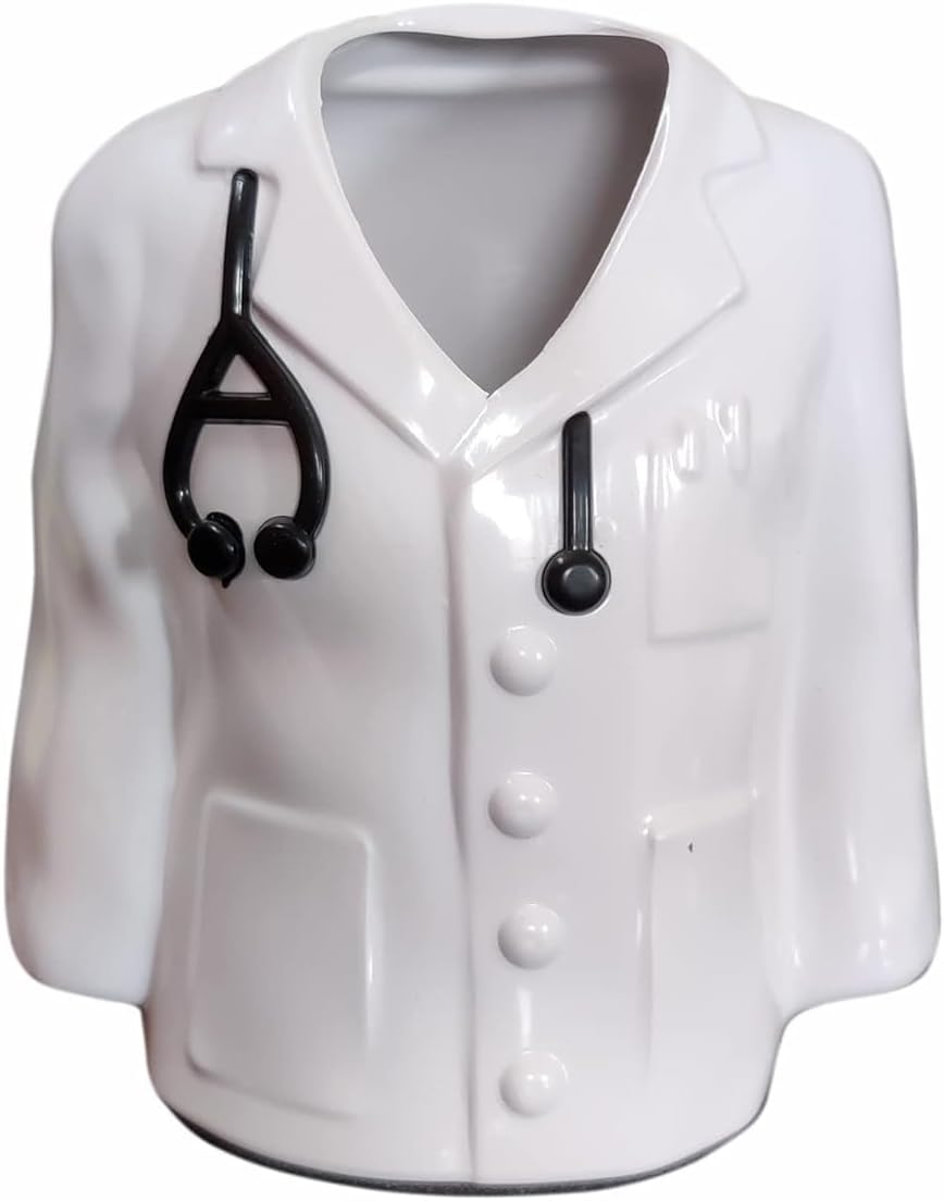 click2shop Doctor Coat Pen Stand - Plastic Desk Organizer for Study, Office, and Table | Unique Doctor Coat Design for Convenient Pen and Pencil Storage | Stylish and Functional Desk Accessory