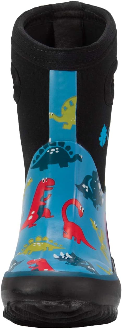 OAKI Kids Neoprene Rain Boots – Waterproof Insulated Outdoor Boots for Rain & Snow, Pull-On Muck Style Footwear, Playful Dinosaur Print, 4Y