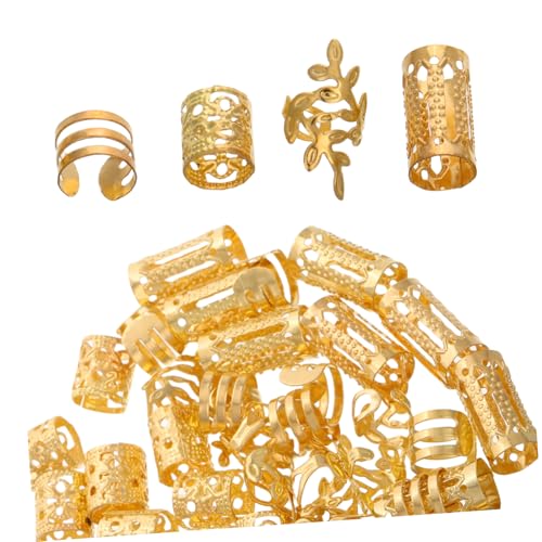 FRCOLOR 40 piezas de pelucas, accesorios vikingos, trenzas, pinzas para el cabello, anillos dorados para el cabello, gomas para el cabello, accesorios para el cabello para mujeres, clips de rasta