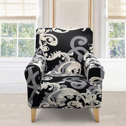 Printed Banquet Chair Cover Armchair Slipcovers with Arms 1-Piece Stretch Armchair Covers for Living Room Non Slip Soft(P)