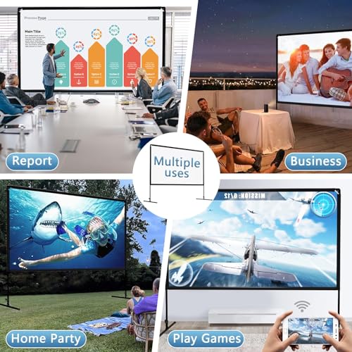 150-Zoll-leinwand Beamer mit Ständer, GT GETCO TECH 16:9 Indoor-Outdoor-Beamer leinwand mit stativ, tragbarer HD-Beamer leinwand, hintere Kinoleinwand mit Tragetasche