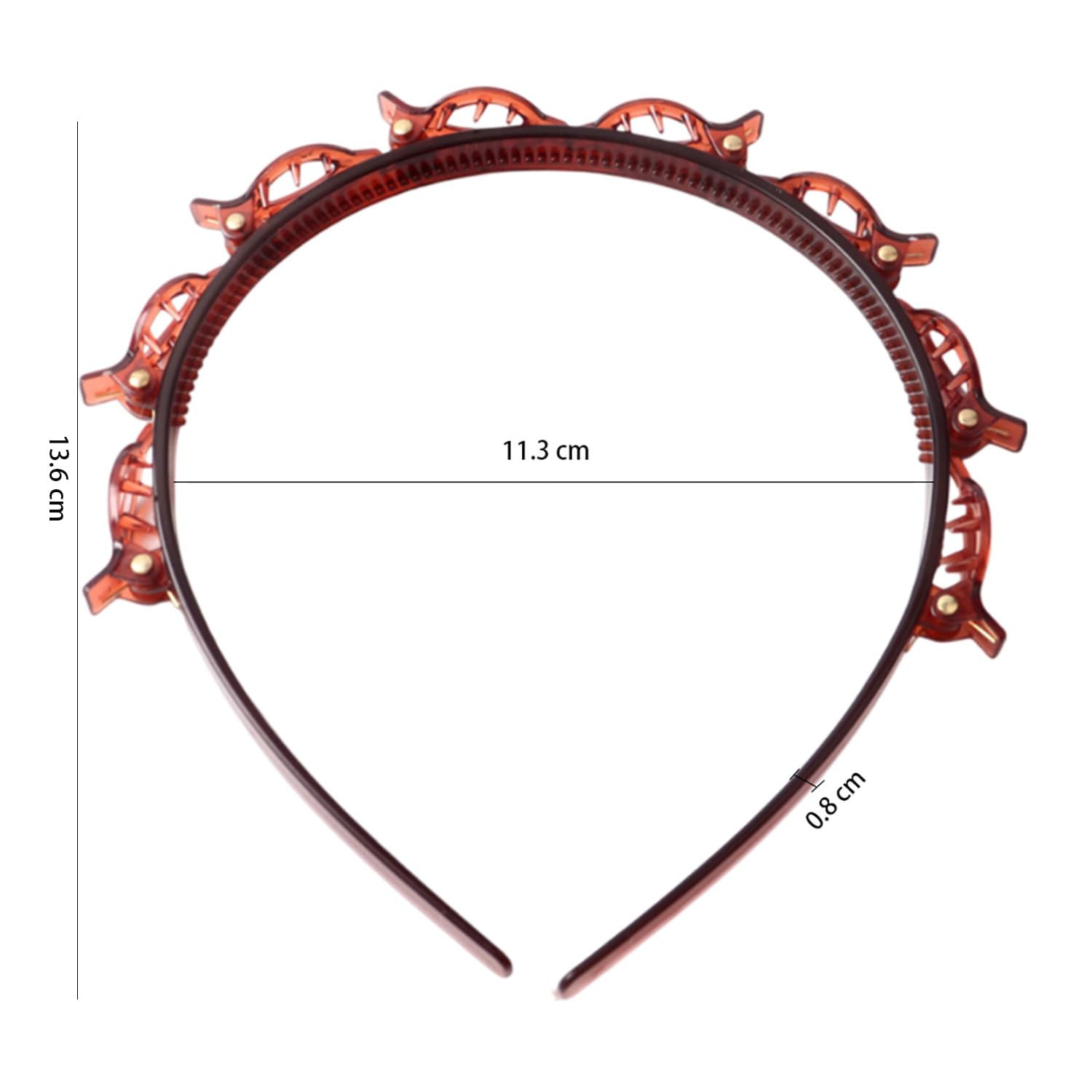 2 cerchietti per capelli con fermagli,Cerchietti con Clip, fermagli per capelli intrecciati, fermagli capelli, Cerchietto a Forcina 2 Pezzi,