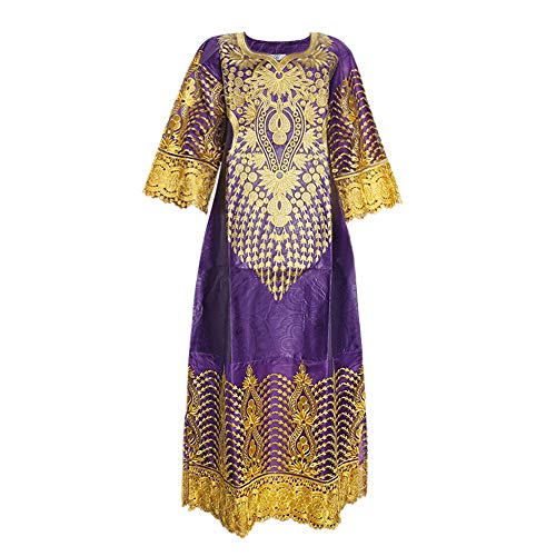 HD African Bazin Riche Woman Rhinestone Long Dress Lace Patchwork Maxi Dresses with Headwrap