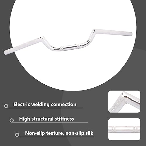 Miniatura 2 de AnXin - Manillar de motocicleta de 78 pulgadas, estilo Cafe Racer Ace Clubman, 22 mm, universal para aplicación personalizada Bobber, cromado