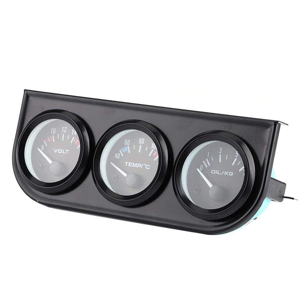 Kit de medidores universales para automóviles 3in1, medidor NPT de 1/8 pulg 52 mm/2 pulg 3-en-1, voltímetro 8-16V + medidor de temperatura del agua 40-120 ℃ + presión de aceite 0-7kg