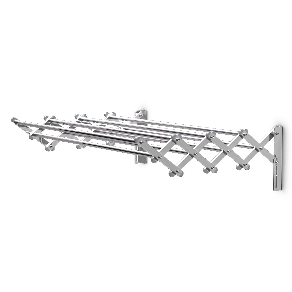 HOMASIS Wäscheständer Wandmontage, Wäschetrockner Wand ausziehbar, Wäschespinne mit 8 Stangen, Wäscheleine aus Edelstahl, Wandwäschetrockner platzsparend für Waschküche, Bad, Balkon, 25 kg belastbar