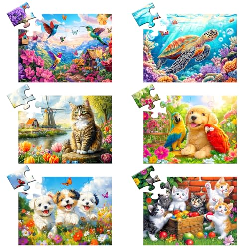 6 Packs 16 Large Piece Puzzle para adultos mayores con demencia y Alzheimer | Juegos de memoria con 6 bolsas de almacenamiento miniatura 1