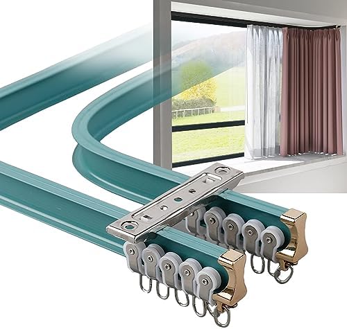 Heavy Duty Flexible Curtain Track - 5M (16.4Ft) Bendable Blue Curtain Rod for Easy Installation, Perfect for Home & Office Window Treatments, Innovative Design for Versatile Use