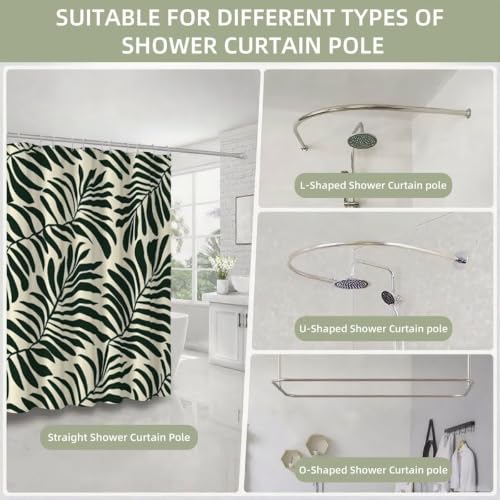 Rideau de douche tissu polyester lavable en machine vert sauge 200x200 cm - 6