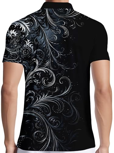 Image of PAGYMO Funny Golf Shirts for Men Crazy Printed Pattern Novelty Moisture Wicking Performance Mens Polo Shirt