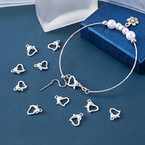 Hinzic 20Pcs Silver Heart Lobster Clasps For Jewelry Making 12Mm White Gold Plated Brass Clasps For Making Bracelet Necklace Keyring Buckle Women Girls #TOP5