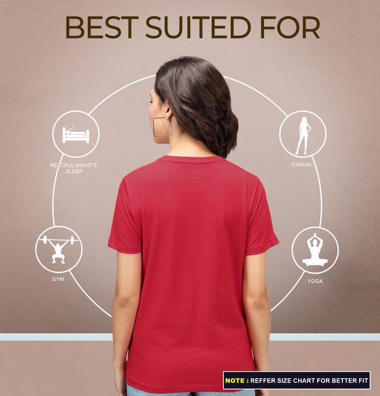 Image of Sleepynuts Women Boyfriend Plain Round Neck Half Sleeve T-Shirt