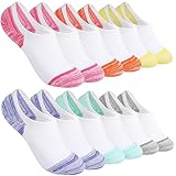 Toes Home No Show Socks Womens Low Cut Ankle Socks for Sneakers Footies Athletic Anti-slip Invisible Liner Socks 6 Pairs White
