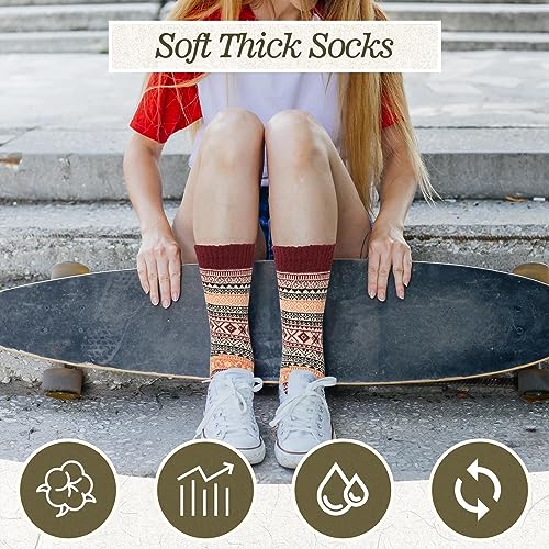 Toulite 60 Pairs Wool Socks for Women Thick Crew Socks Winter Knit Multicolor Bootie Socks Gifts for Women Girls Christmas(Vintage)3