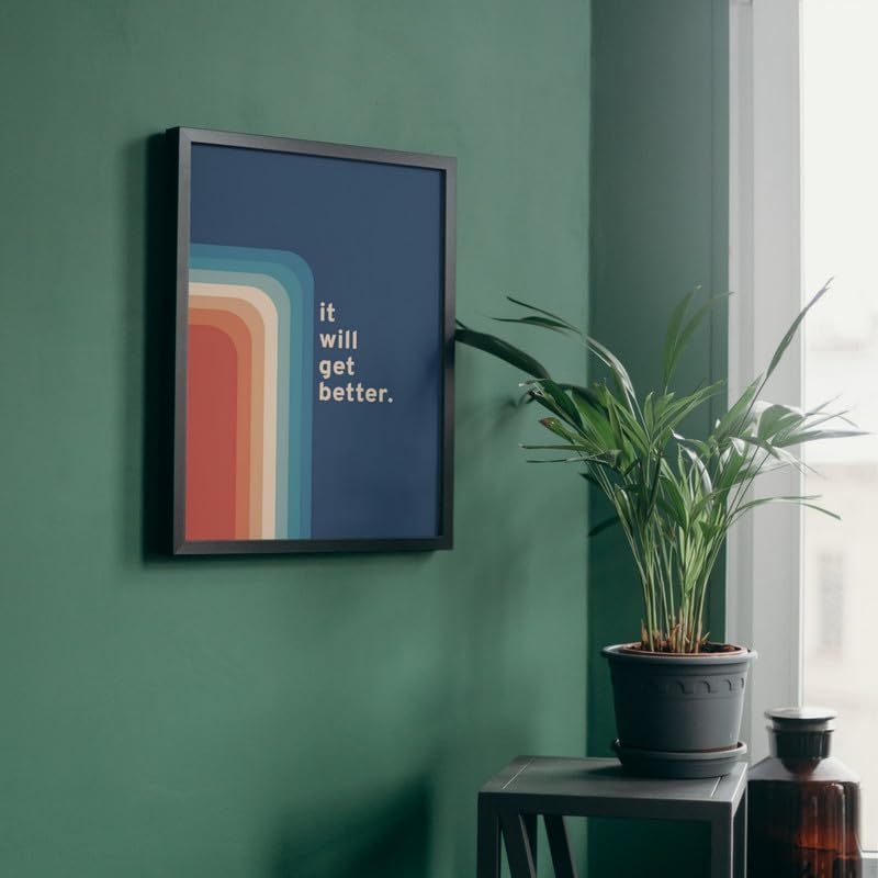 Image of Wall Framed Posters | 8x12 inch size | Motivational Quotes Posters |Inspirational inchIt Will Get Better inch Motivational Photo Frame - Perfect Home & Office Decor, Uplifting Wall or Desk Quote Frame