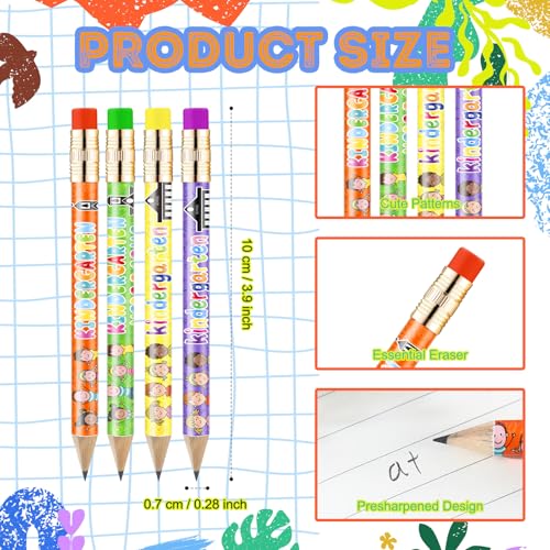 Spakon 72 Pcs Kindergarten Pencils Golf Pencils Here I Come School Supplies Easy to Hold for Classroom Reward Party Favor with Erasers - Image 2