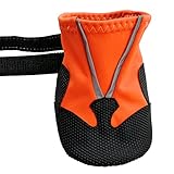 Leeko Hundeschuhe, 4er-Set wasserdichte Anti-rutsch Hundestiefe Schneeschuhe Pfotenschutz mit reflektierendem Riemen, Klettverschluss, Regenschuhe Hundestiefelmit für Kleine Hunde, Orange (S)