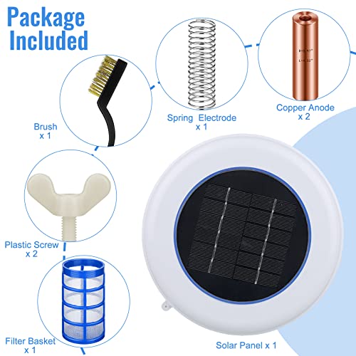 Solar Pool Ionizer Pool Purifier With 1 Replacement Copper Anode Less Chlorine Kill Algae Keeps Water Clear Pool Cleaning Clarifier Longer Lasting Anode High Gallons #TOP1