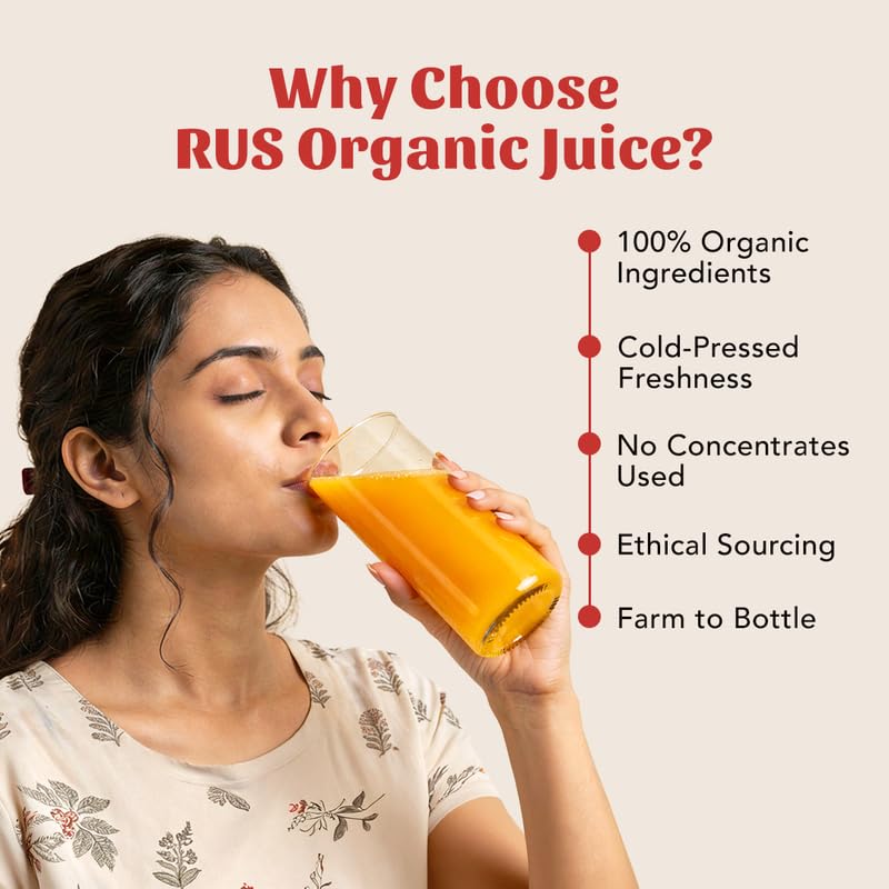 Image of Rus Organic Mango Juice | Natural Fresh Alphonso Mango Fruit Juice | Cold-Pressed | Pack of 2 (1000ml Each) | No Added Sugar or Preservatives | Rich in Antioxidants | Refreshing Drink
