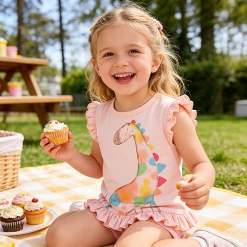 Image of Toddler Baby Girl Short Sleeve Giraffe T-Shirt Ruffle Sleeve Cotton Unicorn Tank Tops Tee