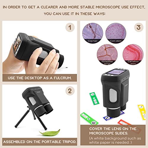 Image of Andonstar AD122 Kids Microscope&Telescope Double Lens, Portable Handheld Microscope Binoculars, Digital Camera&Video Microscope Kit for Kids, 2 inch LCD Black, Windows /Mac Compatible, SD Card Included
